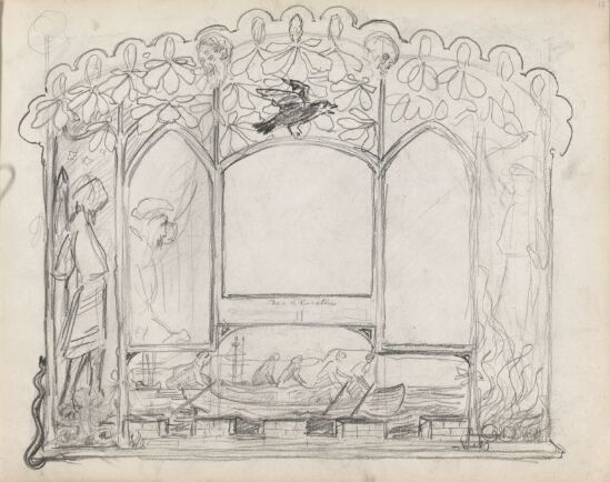 Utkast til illustrasjon til Henrik Ibsens "På Akershus"