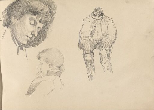 Studies of a Woman; Man Leaning Forward