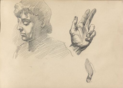 Studies of a Woman's Face and a Hand