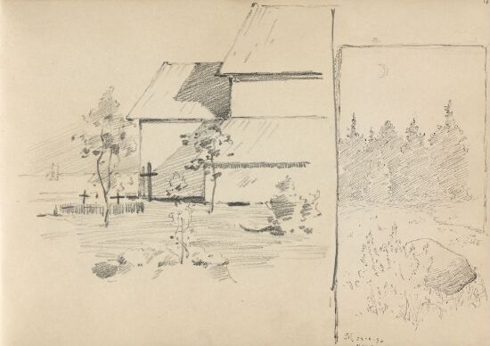 Kirkegård, Borre; landskap med trær