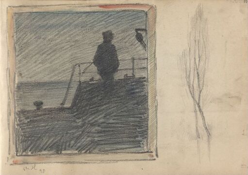 Man on Pier; Tree Study