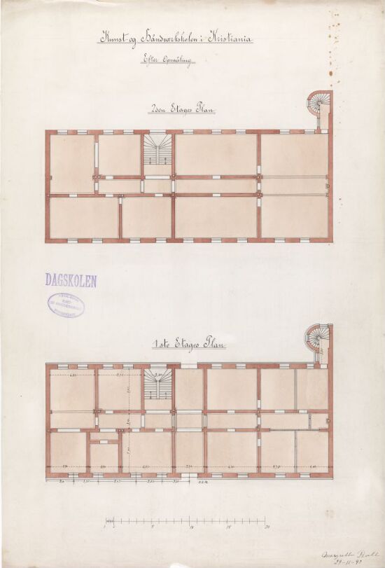 Etasjeplaner fra Kunst- og Haandverkskolen