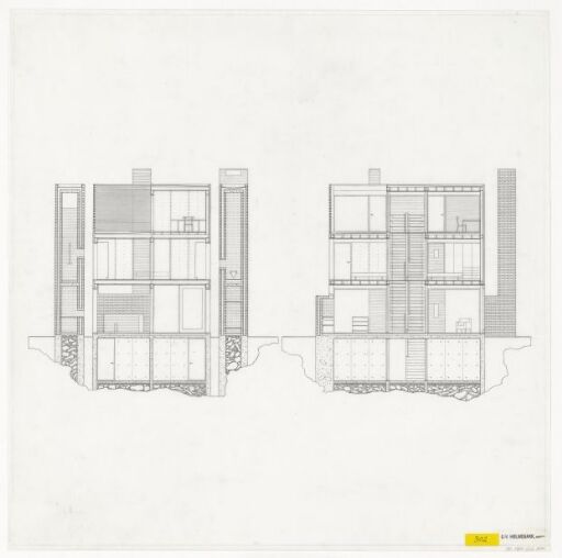 Hus med to trapper, snittegninger