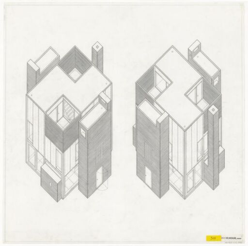 House with two stairs, axonometric drawing