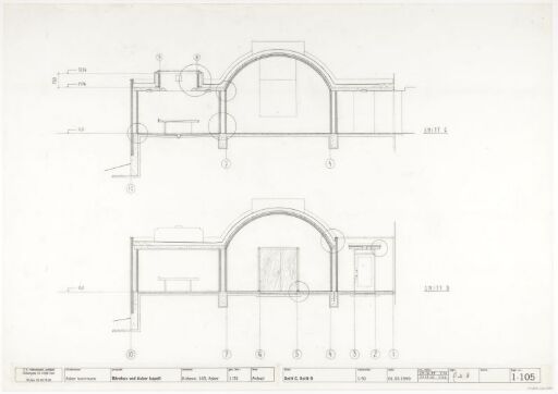 Mortuary at Asker Crematorium, section drawing