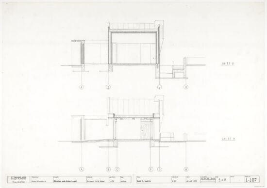 Bårehus ved Asker krematorium, snittegning