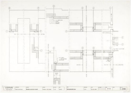 Bårehus ved Asker krematorium, detaljer i horisontalsnitt