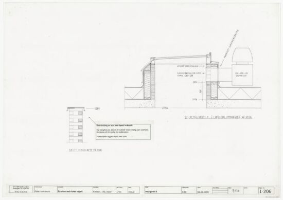 Bårehus ved Asker krematorium, detaljsnitt