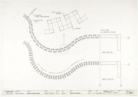 Bårehus ved Asker krematorium, skiftplan for buet mur