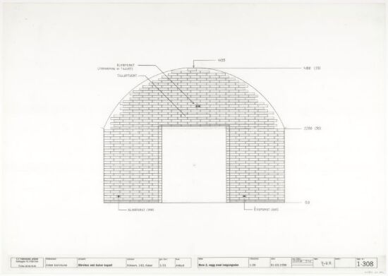 Bårehus ved Asker krematorium, vegg med inngangsdør
