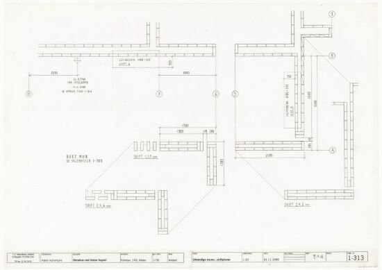 Bårehus ved Asker krematorium, skiftplan for utvendige murer