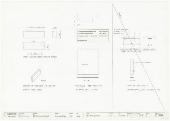 Bårehus ved Asker krematorium, stenkomponenter