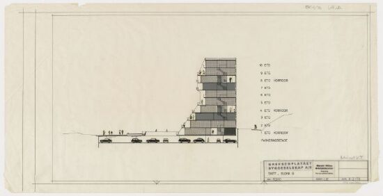 Grefsen Terraced Apartments, cross-section