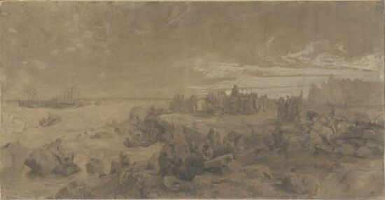 Vikings setting up a Memorial Stone to the Fallen