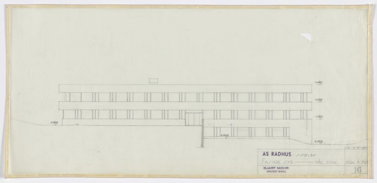 Bjart Mohr, Ås rådhus, sydfløyens sydfasade – Nasjonalmuseet – Collection