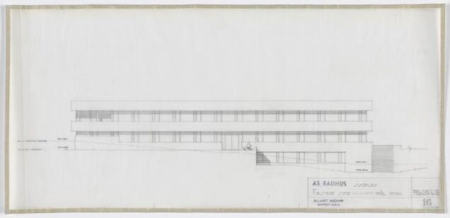 Bjart Mohr, Ås rådhus, sydfløyens sydfasade – Nasjonalmuseet – Collection