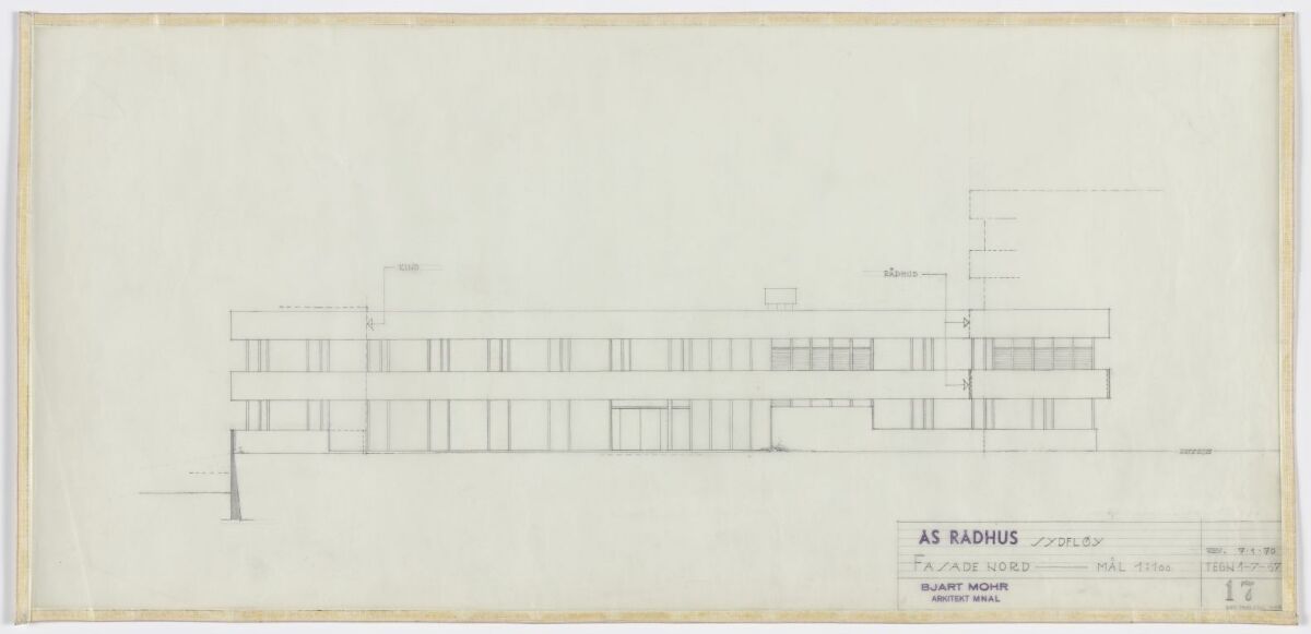 Bjart Mohr, Ås rådhus, sydfløyens fasade mot nord – Nasjonalmuseet ...