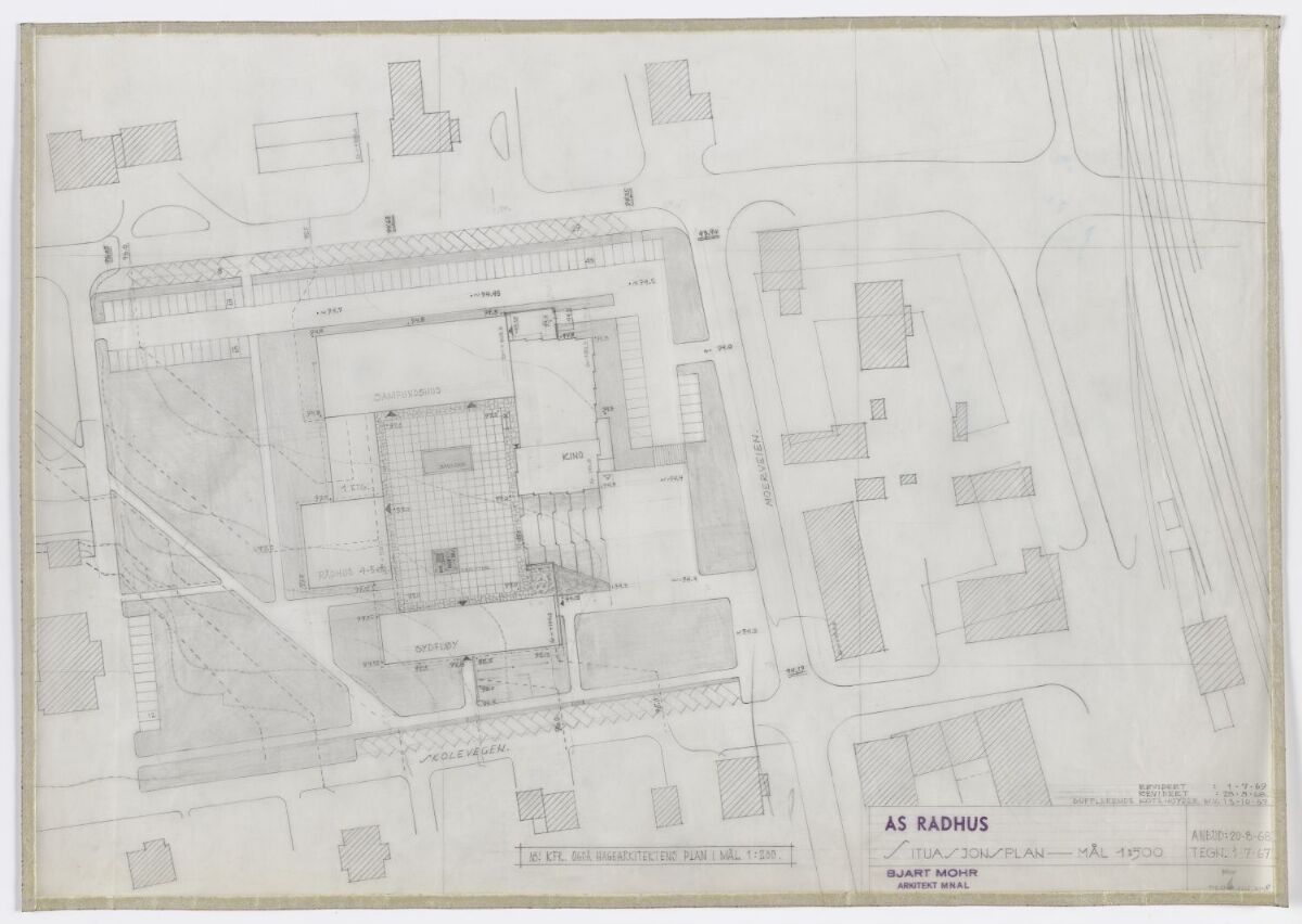 Bjart Mohr, Ås rådhus, situasjonsplan 1:500 – Nasjonalmuseet – Samlingen