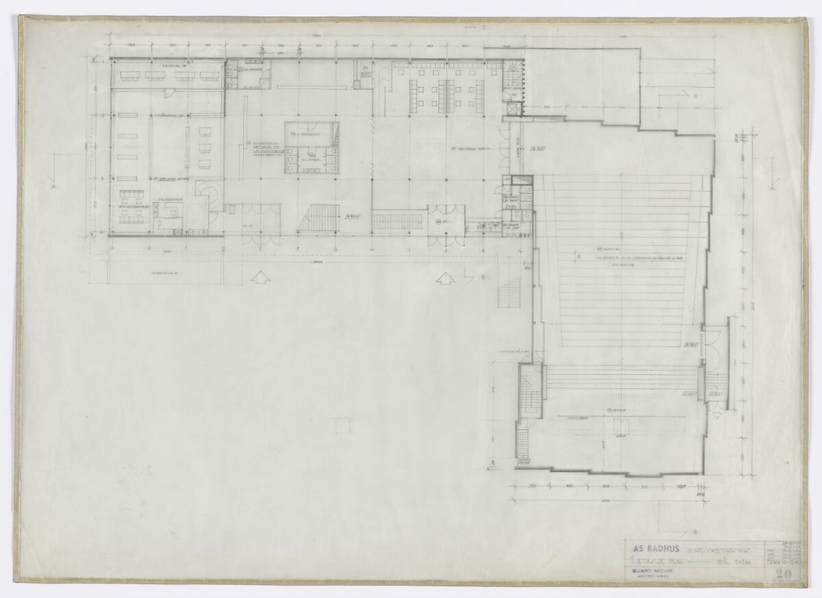 Bjart Mohr, Ås rådhus, plan av første etasje – Nasjonalmuseet – Samlingen