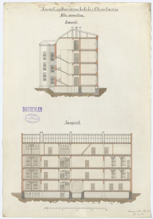 Survey of the College of Arts and Crafts Building, sections