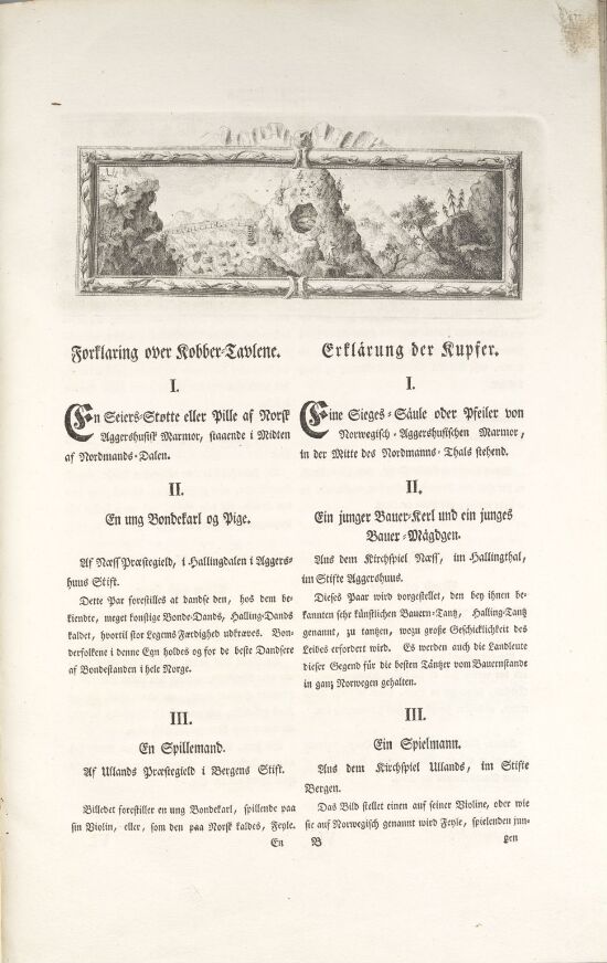 Vignett: Fjellandskap med bro og figurer