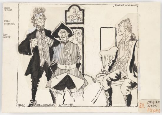 Frank Robert, Espen Skjønberg og Knut Husebø i "Erasmus Montanus", Nationaltheatret