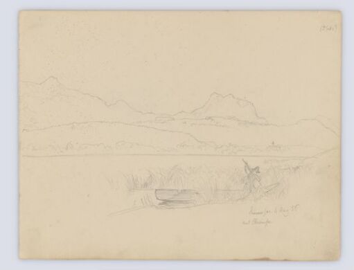 Man and Boat in Mountain Landscape