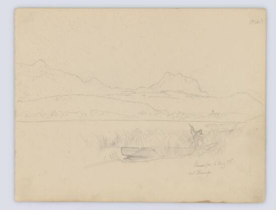 Man and Boat in Mountain Landscape