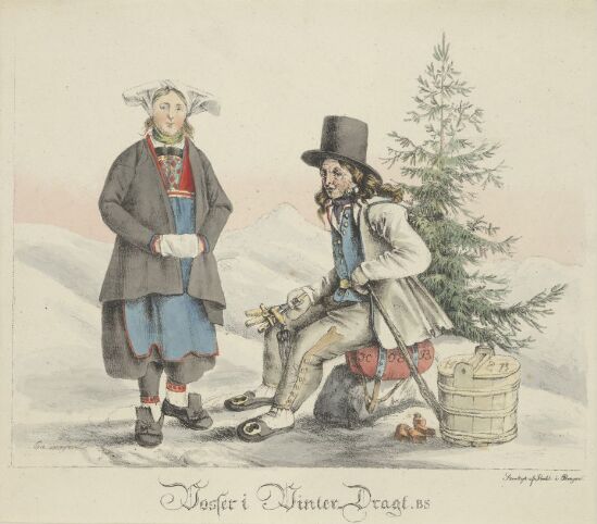 Vossinger i vinterdrakt. Norske nasjonaldrakter