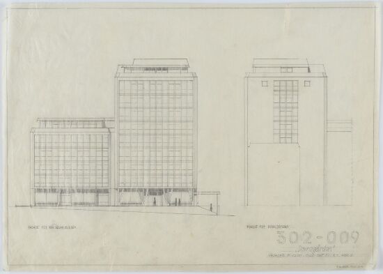 Forprosjekt til Dovregården, fasader mot Wergelandsveien og Bibelskolen