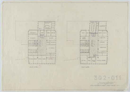Forprosjekt til Dovregården, planer for 3. og 4. etasje
