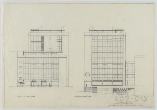 Forprosjekt til Dovregården, fasader mot Linstows gate og Staffeldts gate