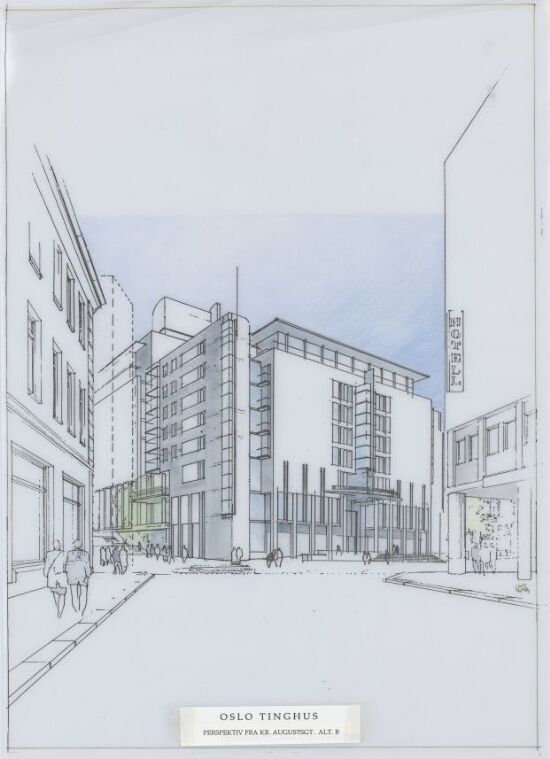Oslo Tinghus, perspektiv fra Kr. Augusts gate, alternativ B