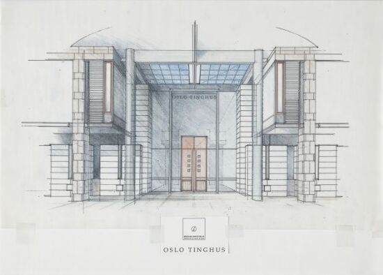 Oslo Tinghus, perspektiv av hovedinngangen
