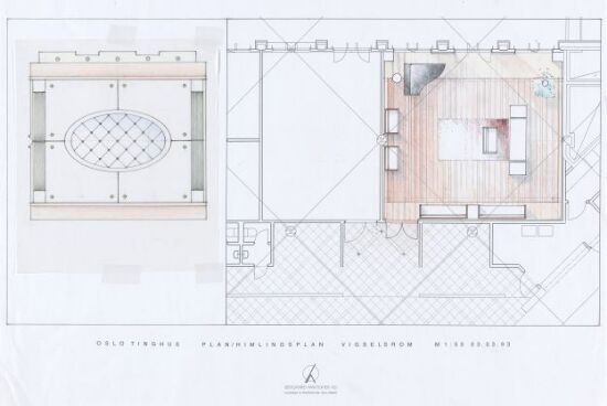 Oslo Tinghus, plan og himlingsplan for vigselsrom