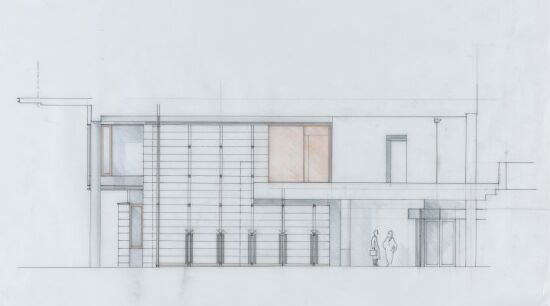 Oslo Tinghus, oppriss av fasade mot Apotekergata