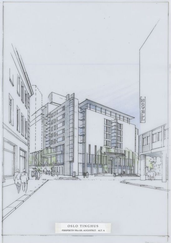 Oslo Tinghus, perspektiv fra Kristian Augusts gate, alternativ A