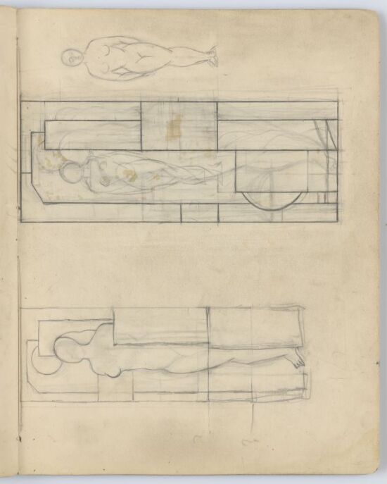 Female Nude in Cubist Grid
