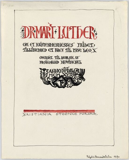 Tittelside. Til "Om et kristenmenneskes frihet".