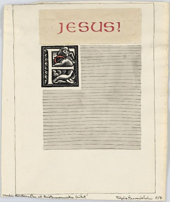 Initial F. Til "Om et kristenmenneskes frihet"