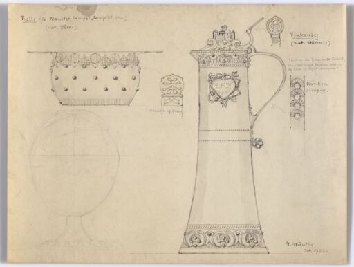 Utkast til bolle og vinkanne