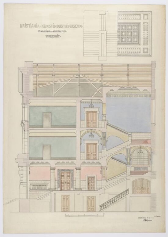 Kristiania Kunstundustrimuseum. Opmaaling av midtpartiet. Tværsnit.