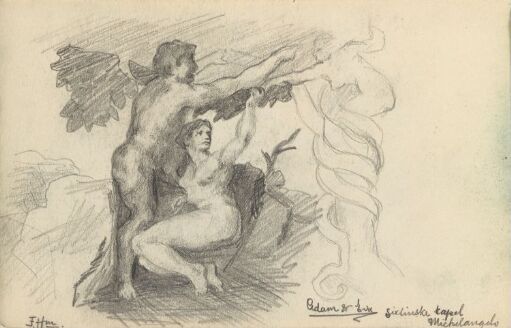 Adam og Eva. Etter Michelangelo