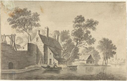 Canal Landscape with Houses and Trees