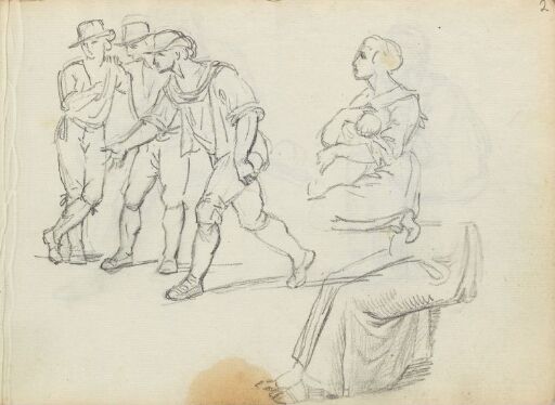 Figure Studies; Boccia Playing Men and Woman with Child