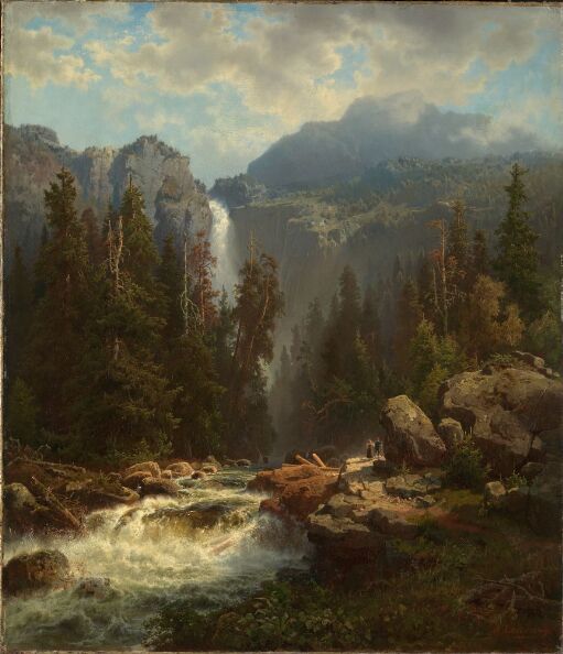 Norwegian Landscape with a Waterfall