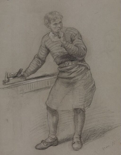 Standing Young Man with a Planer