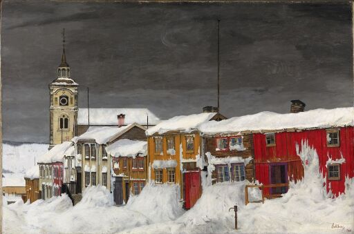 Street in Røros in Winter