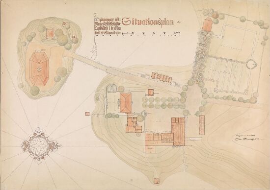Kirke med prestegård, situasjonsplan