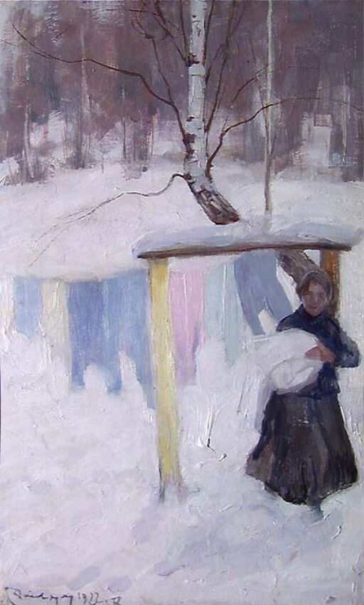 Winterlandscape with Laundry